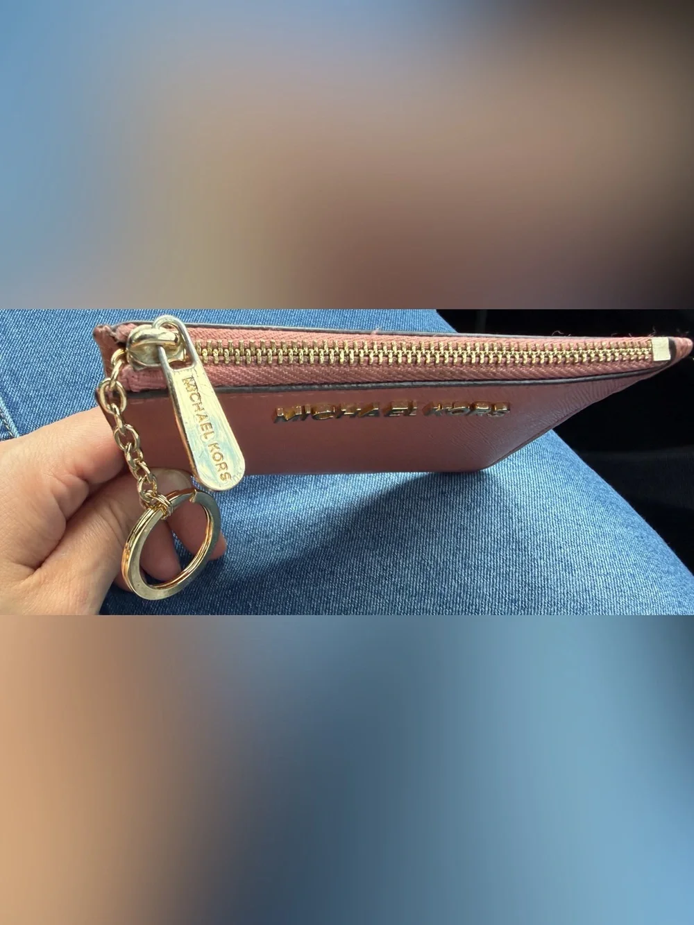 Michael Kors Pink Zip Card Case Key Ring